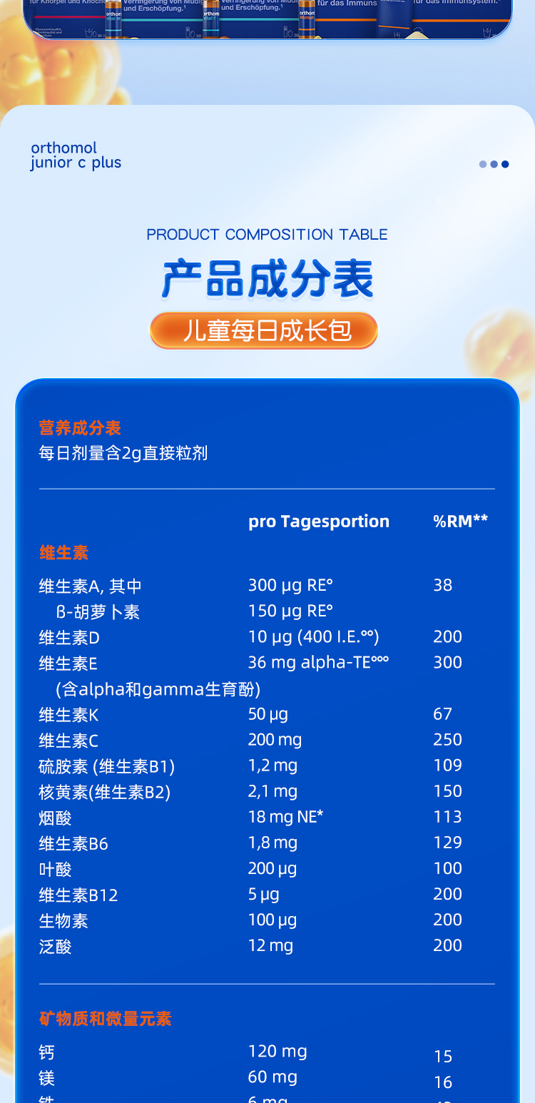 【香港直邮】 德国 奥适宝 儿童维生素直接粒剂30包/盒 进口 27种成长元素 干吃粉 4岁+儿童营养补充 增强免疫力
