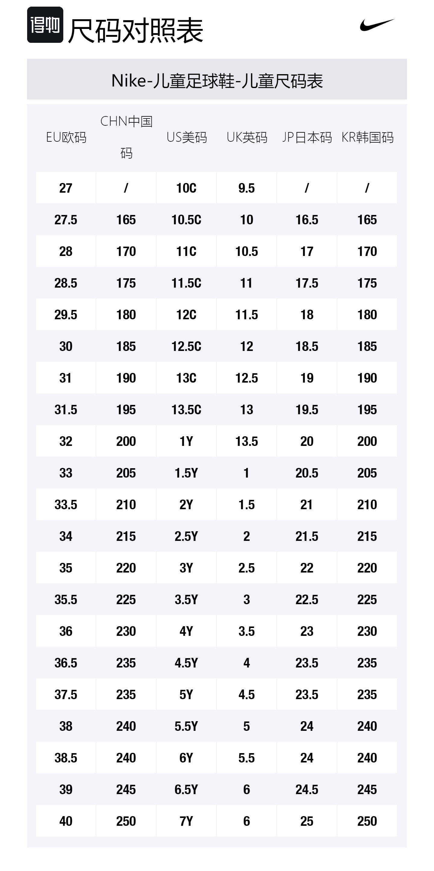 Size Table