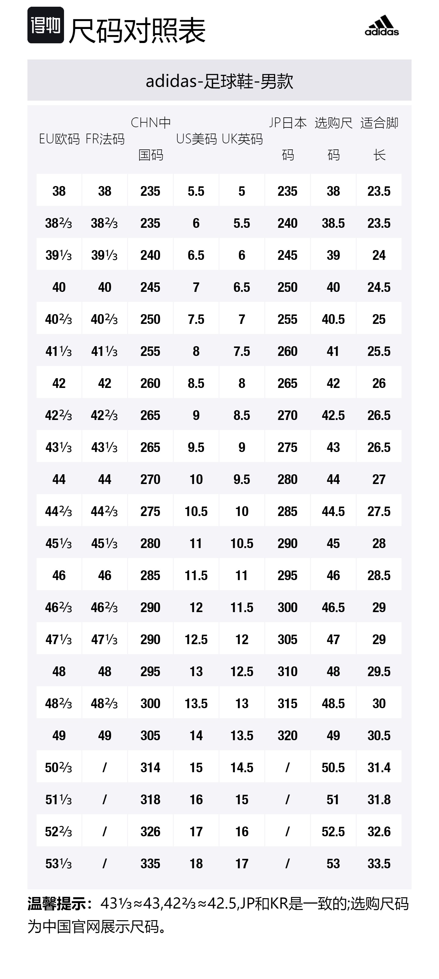 Size Table