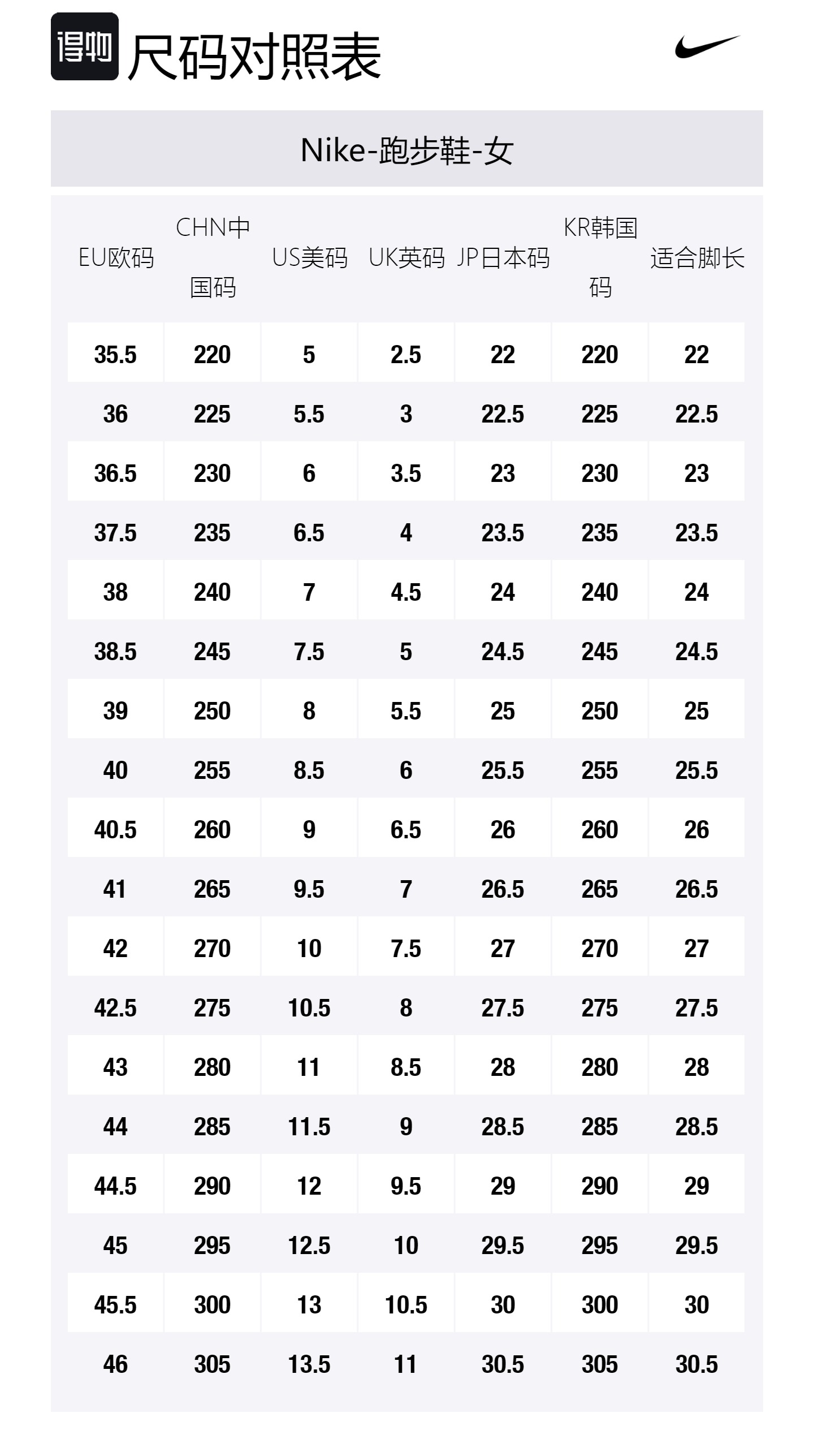 Size Table
