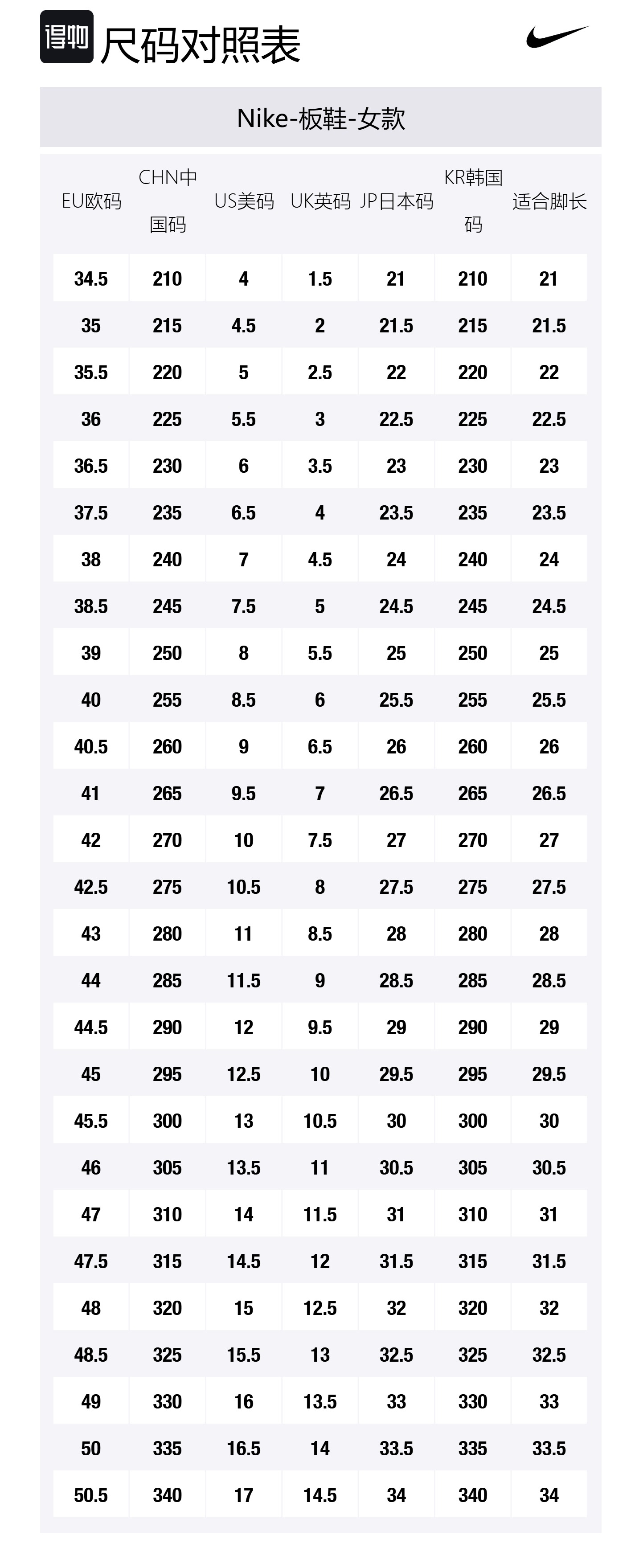 Size Table