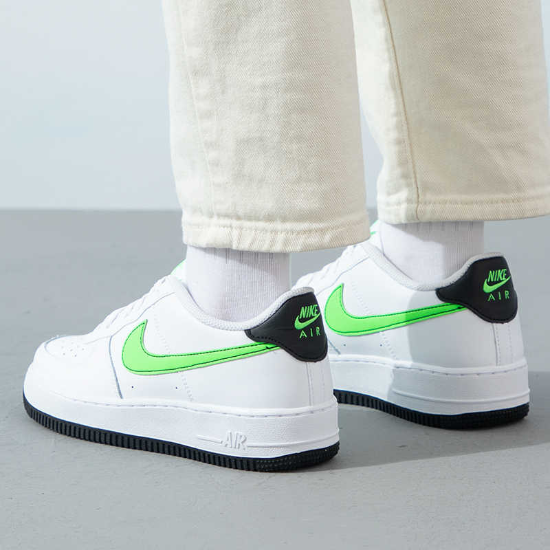 Кроссовки Nike NikeAir Force 1 GS (белый / зеленый) — Белый / зелёный — фото 3