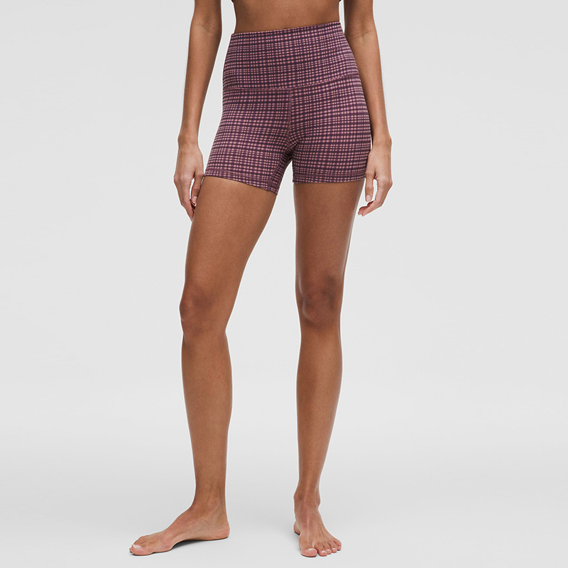 Lululemon Align Yoga Shorts 4′ Women’s Desert Rose Brown Pink Ombre Glossy Plaid