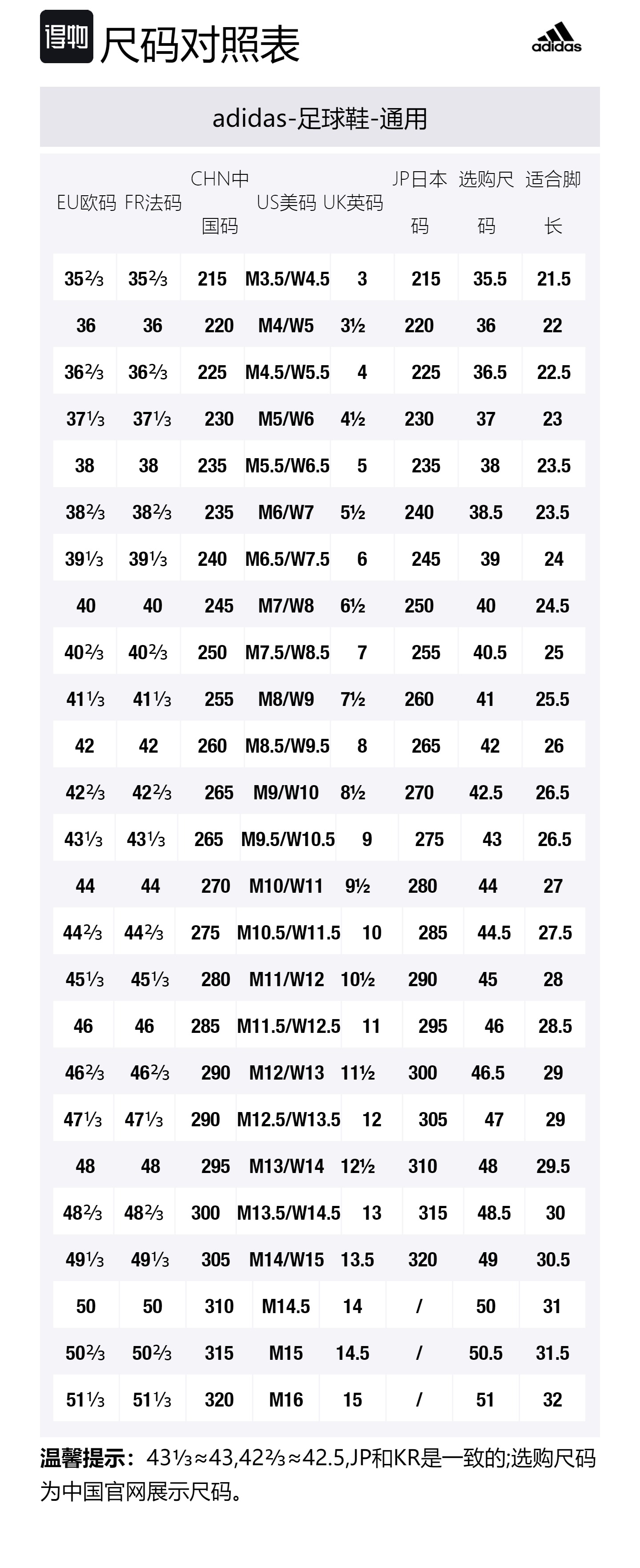 Size Table