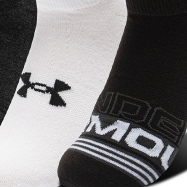 Under Armour Ankle Socks Unisex 1 Set 3 Pack Black/White/Dark Gray