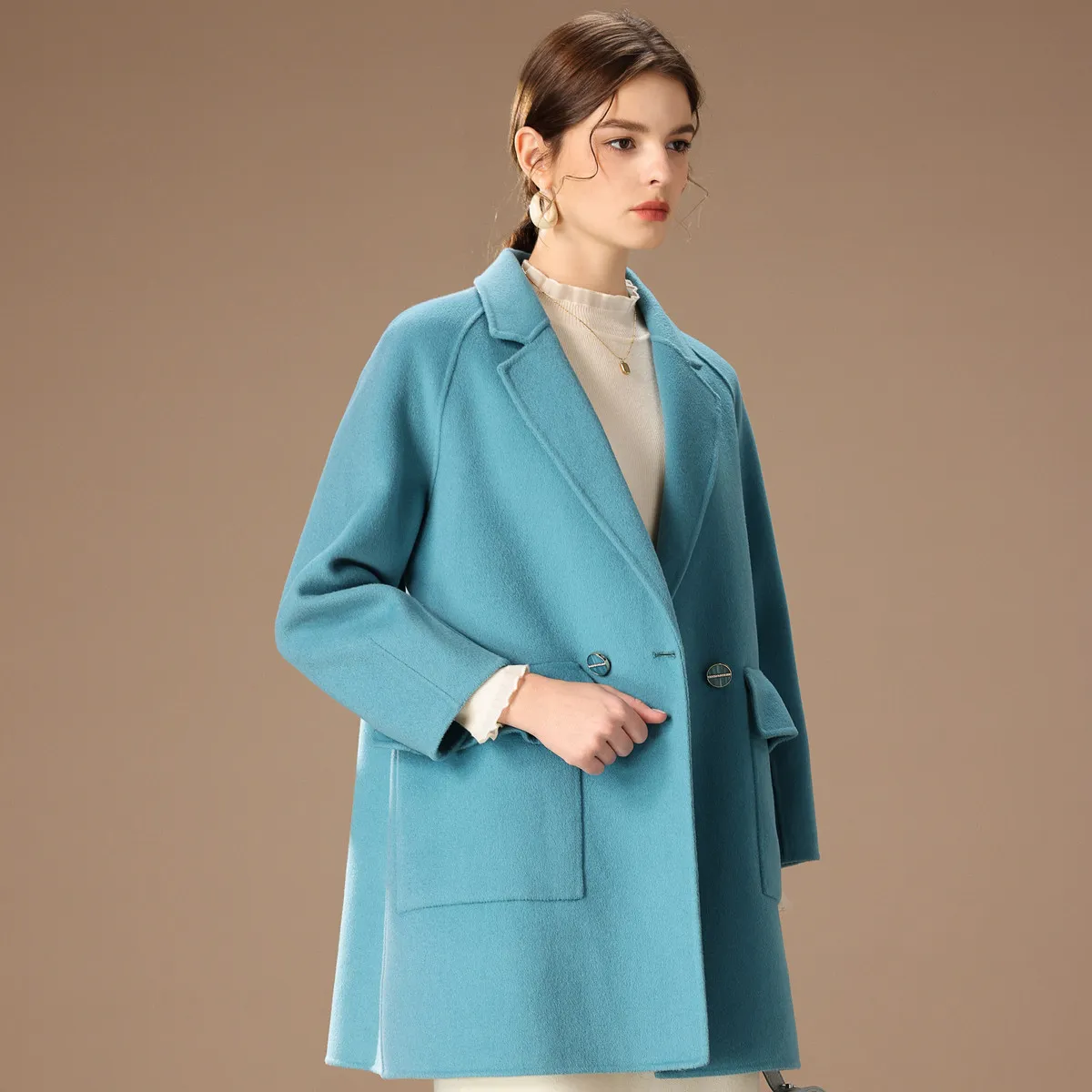 FENHONGMALI Coats Women's Blue