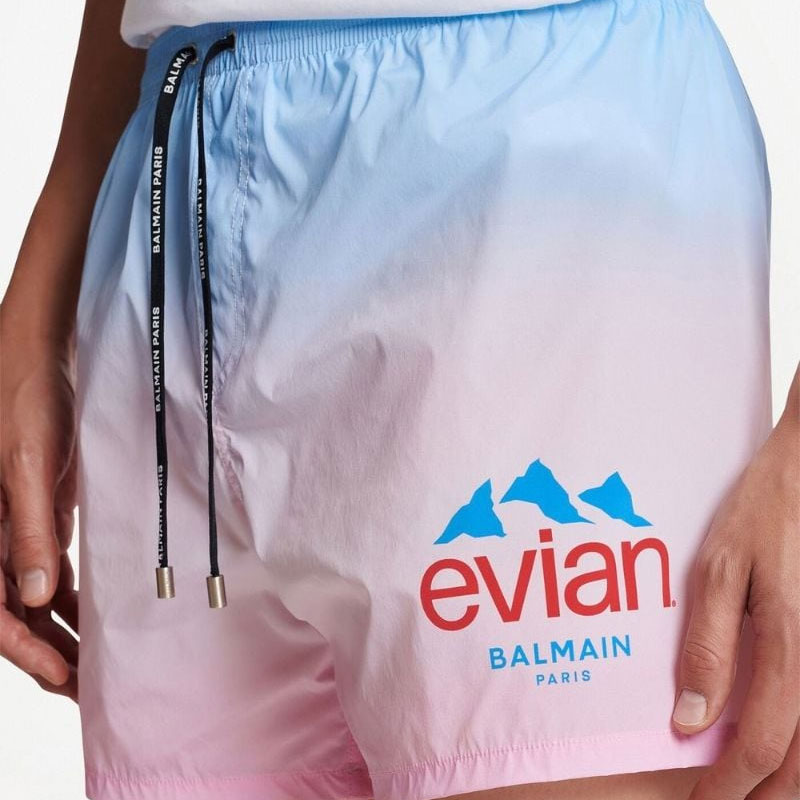 Мужские шорты BALMAIN x Evian (сине-розовые) — фото 5