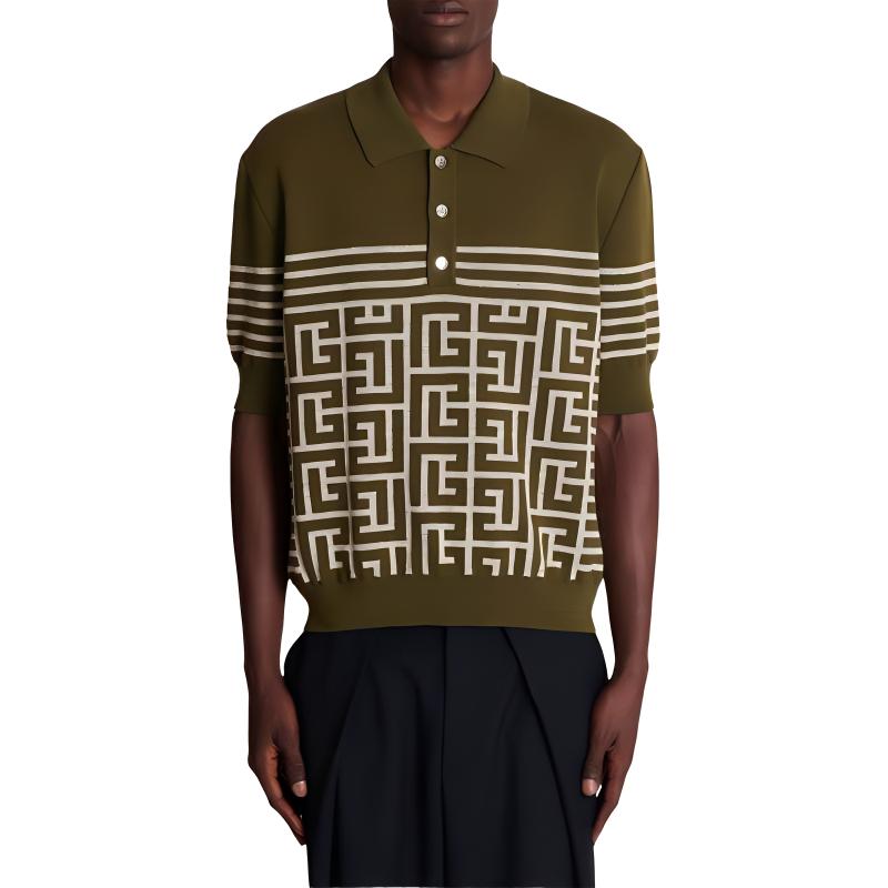 Мужская футболка BALMAIN PoloPolo (зеленая) — фото 3