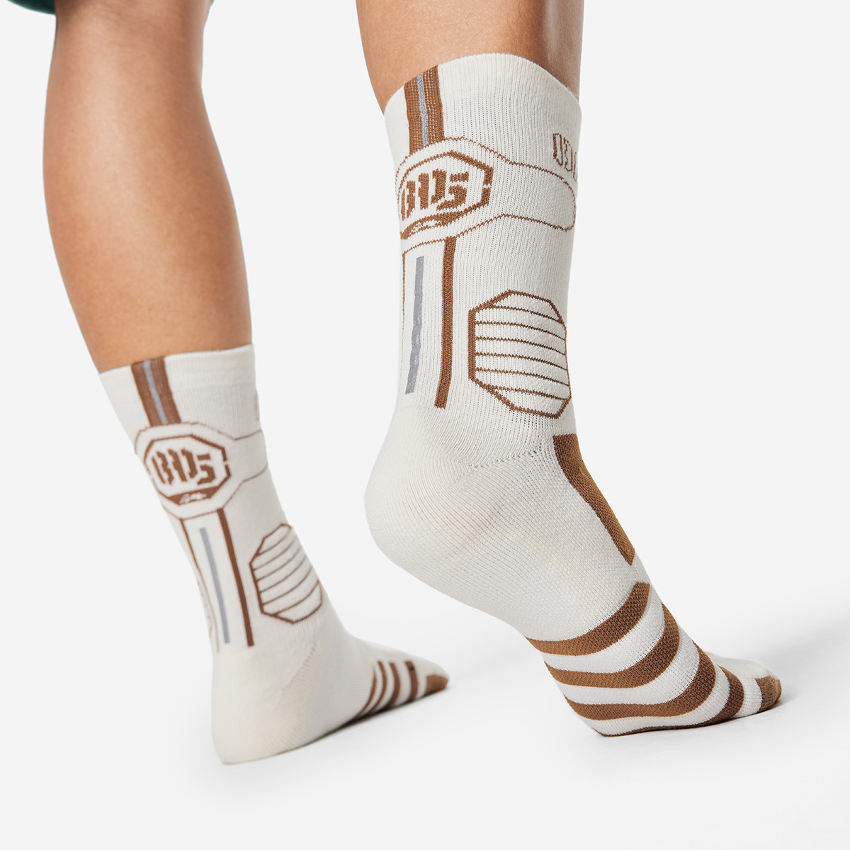Li Ning Badfive Crew Socks Unisex 1 Pack Ecru/Persimmon Umber