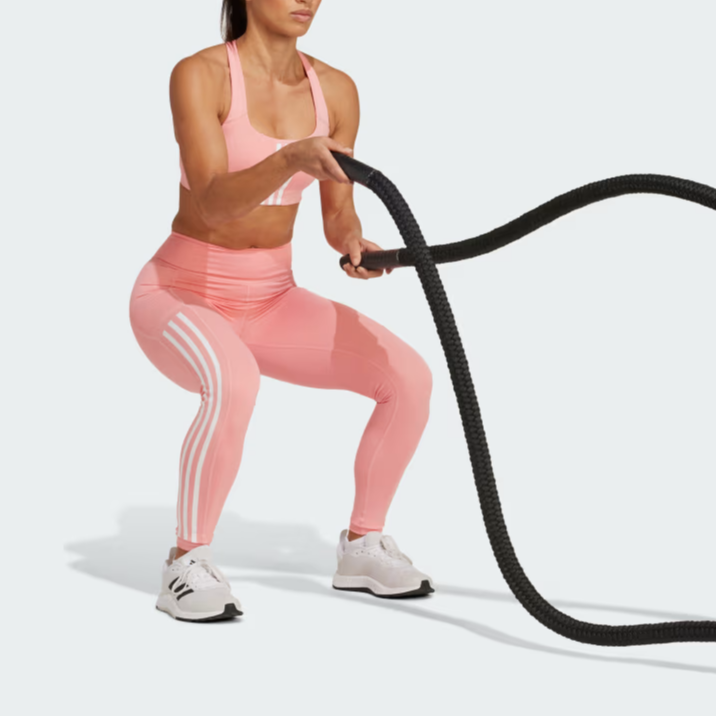 Adidas OPTIME 3 STRIPES FULL LENGTH LEGGINGS Sports Pants Women’s Pink