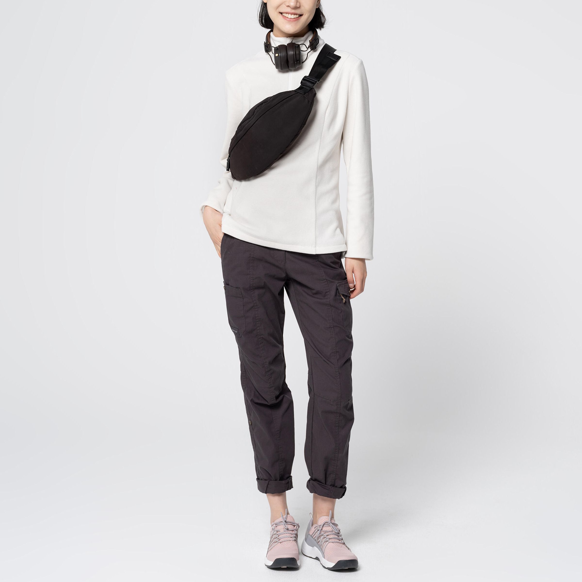 DECATHLON MH100 QUECHUA Fleece Clothing Women’s Lunar Rock Gray/Ecru