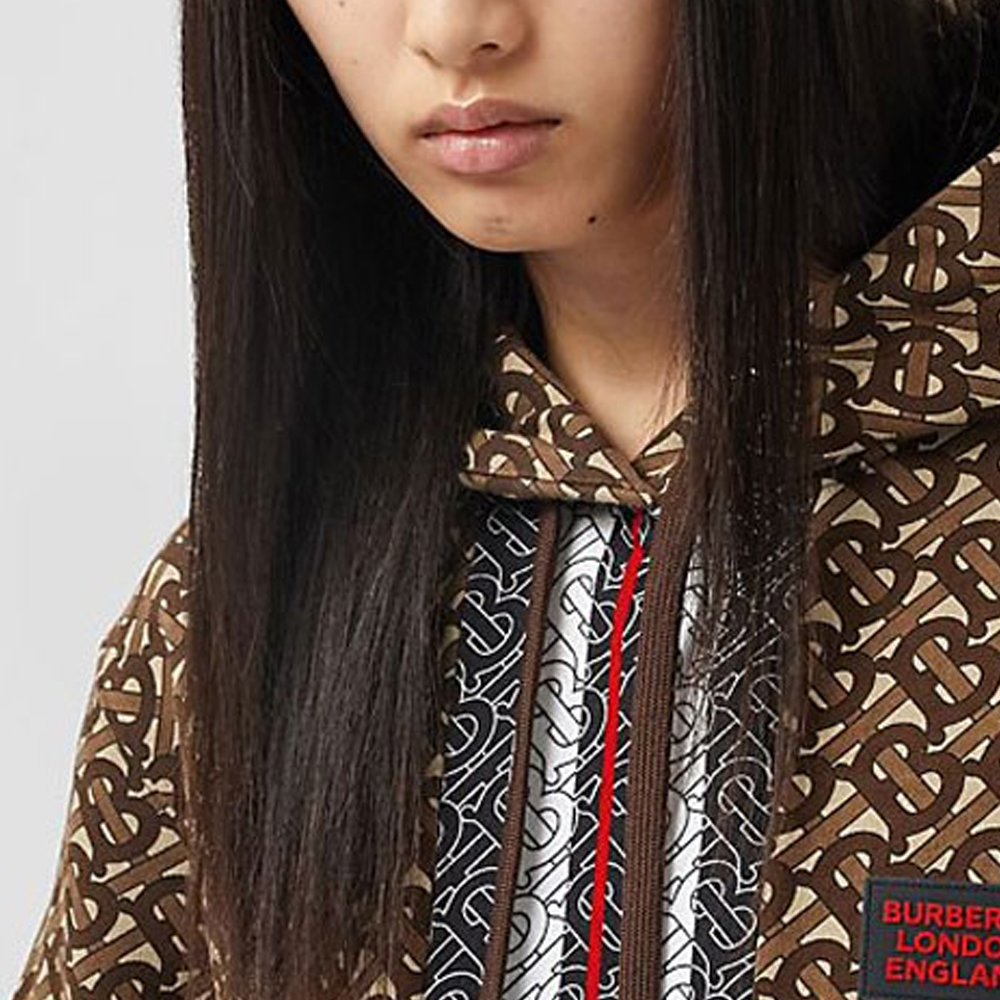 Женское худи Burberry Logo Stripe (коричневое) — фото 5