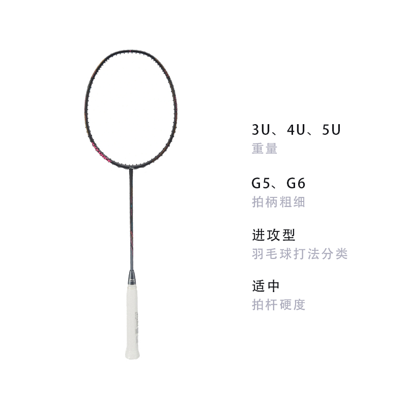Li Ning Thunder 80 Full Carbon Badminton Rackets Offensive Type Heavy Head, Stiff Shaft Professional 675MM Unisex 4UG5