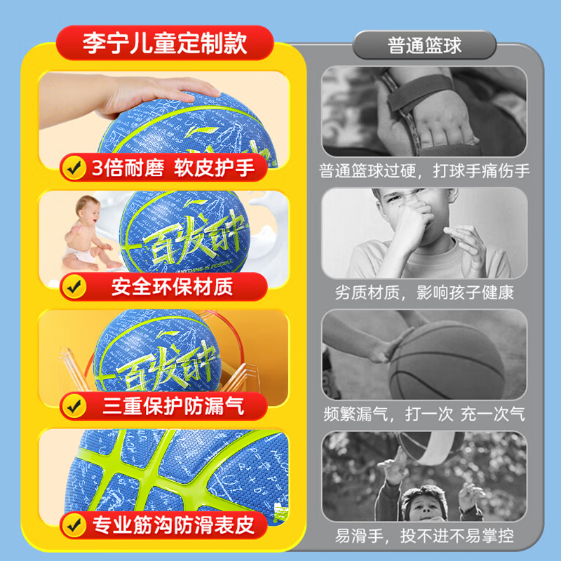 Li Ning Rubber Basketball Blue Size 5/7 Training Kids’