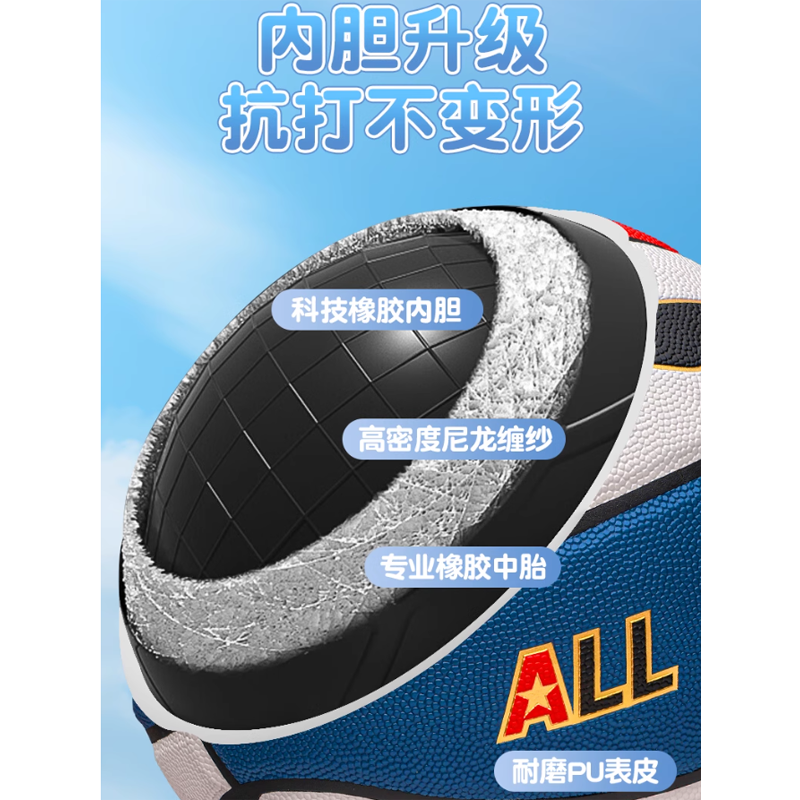 Li Ning Kids’ Basketball Pu Court Kids No. 5, No. 6, No. 7