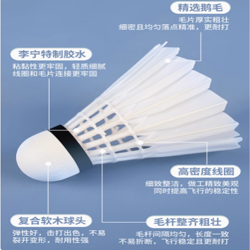 Li Ning 12 Pack CiGu Duck Feather Humped Goose Feather Everyday Shuttlecocks