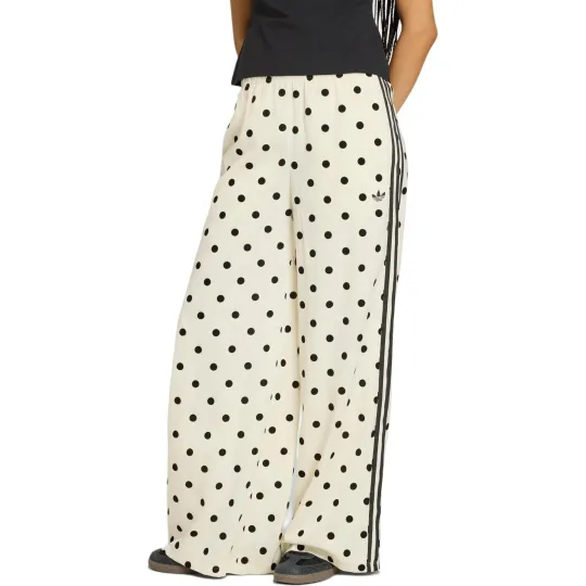 adidas Women's Satin Polka Dots Wide Leg Pant Off White