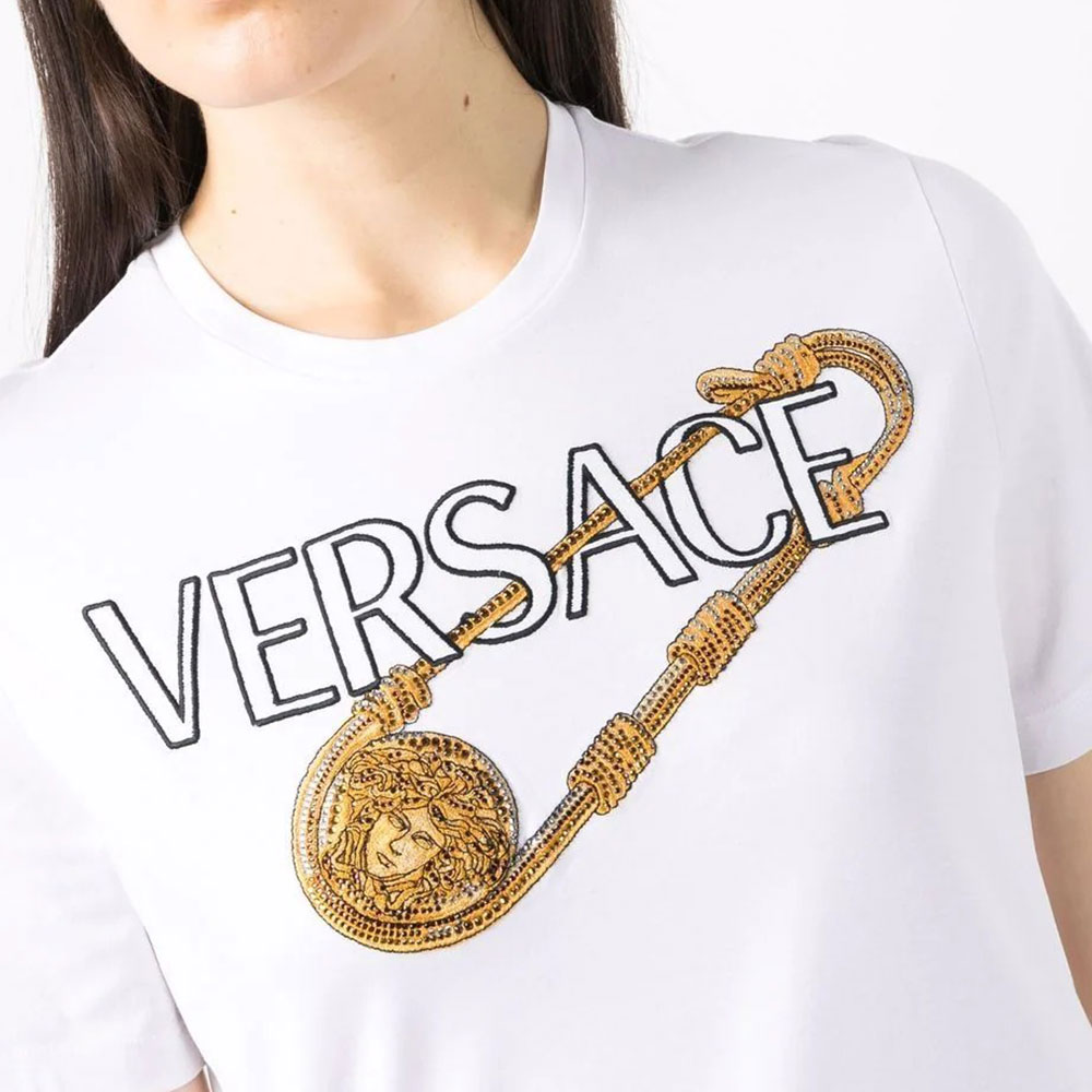Женская футболка Versace (белая) — фото 6