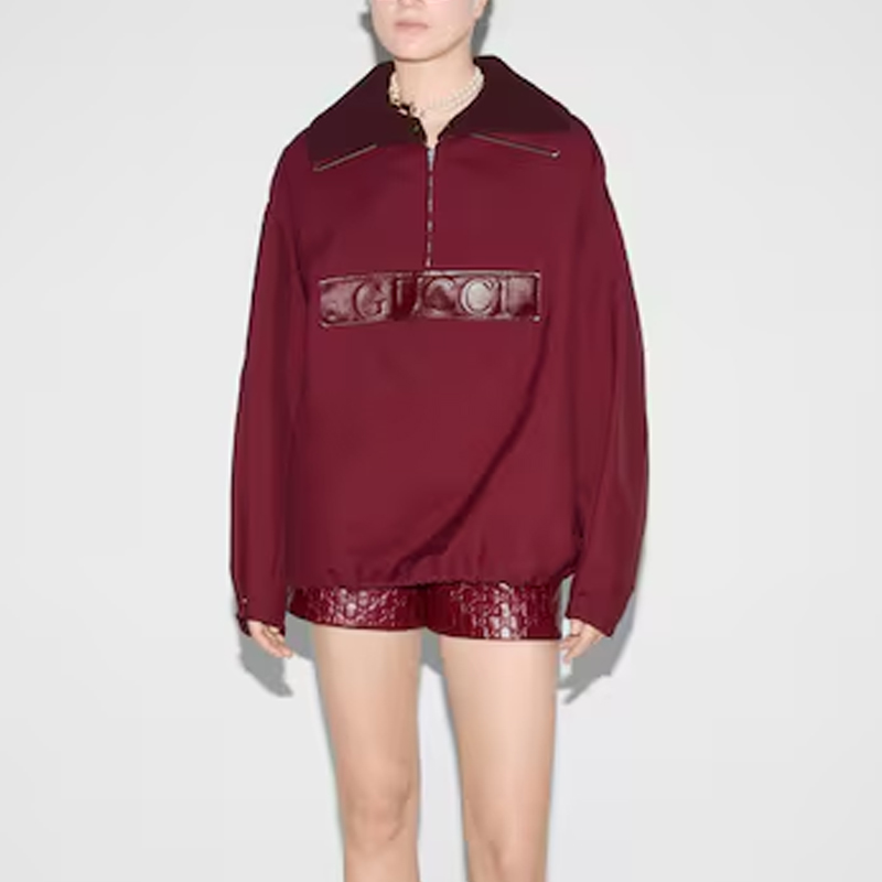 Женская куртка Gucci SS25 (бордовая) — фото 4