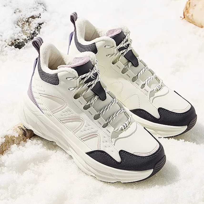 QIAODAN Fleece Lined Comfortable Fashion Slip Resistant Thermal Slip Resistant Thermal High top Casual Running Shoes