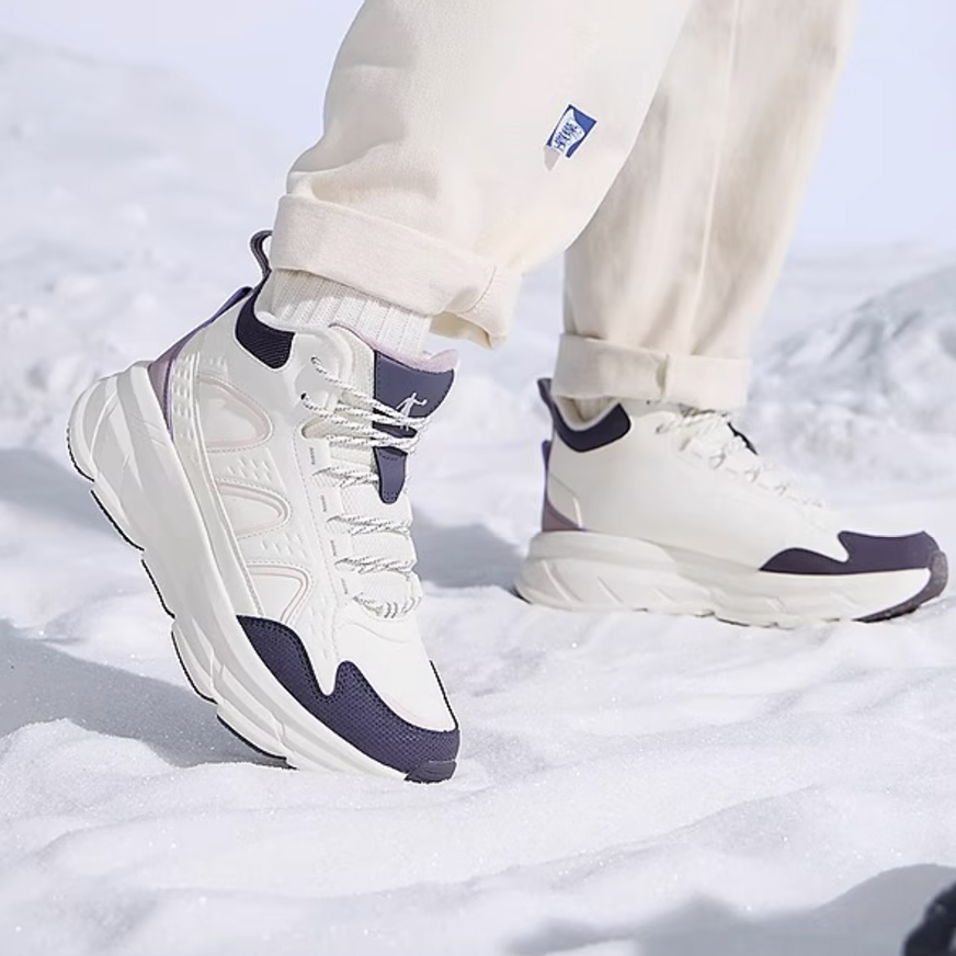 QIAODAN Fleece Lined Comfortable Fashion Slip Resistant Thermal Slip Resistant Thermal High top Casual Running Shoes