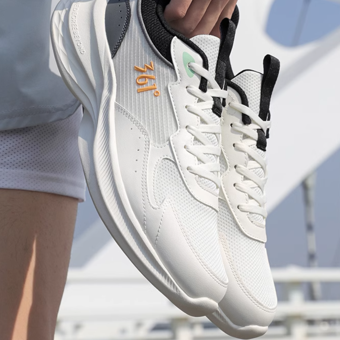 361° Slip Resistant, Abrasion Resistant, Lightweight Low top Casual Sprint Running Shoes Men’s White Gray