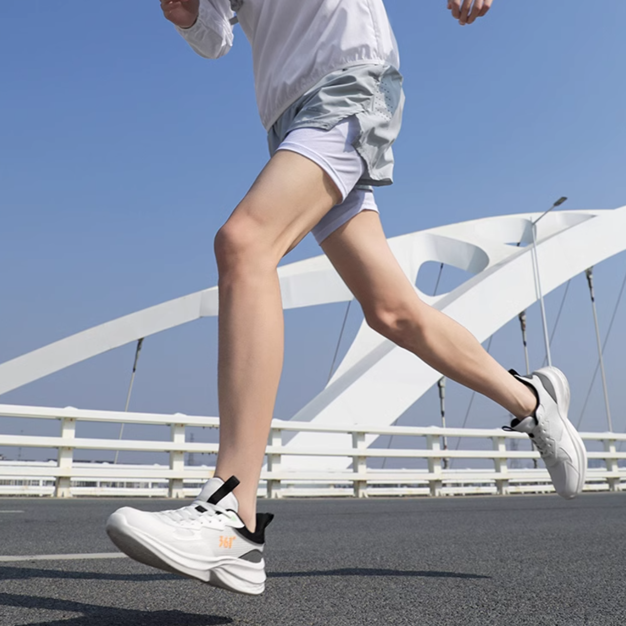 361° Slip Resistant, Abrasion Resistant, Lightweight Low top Casual Sprint Running Shoes Men’s White Gray