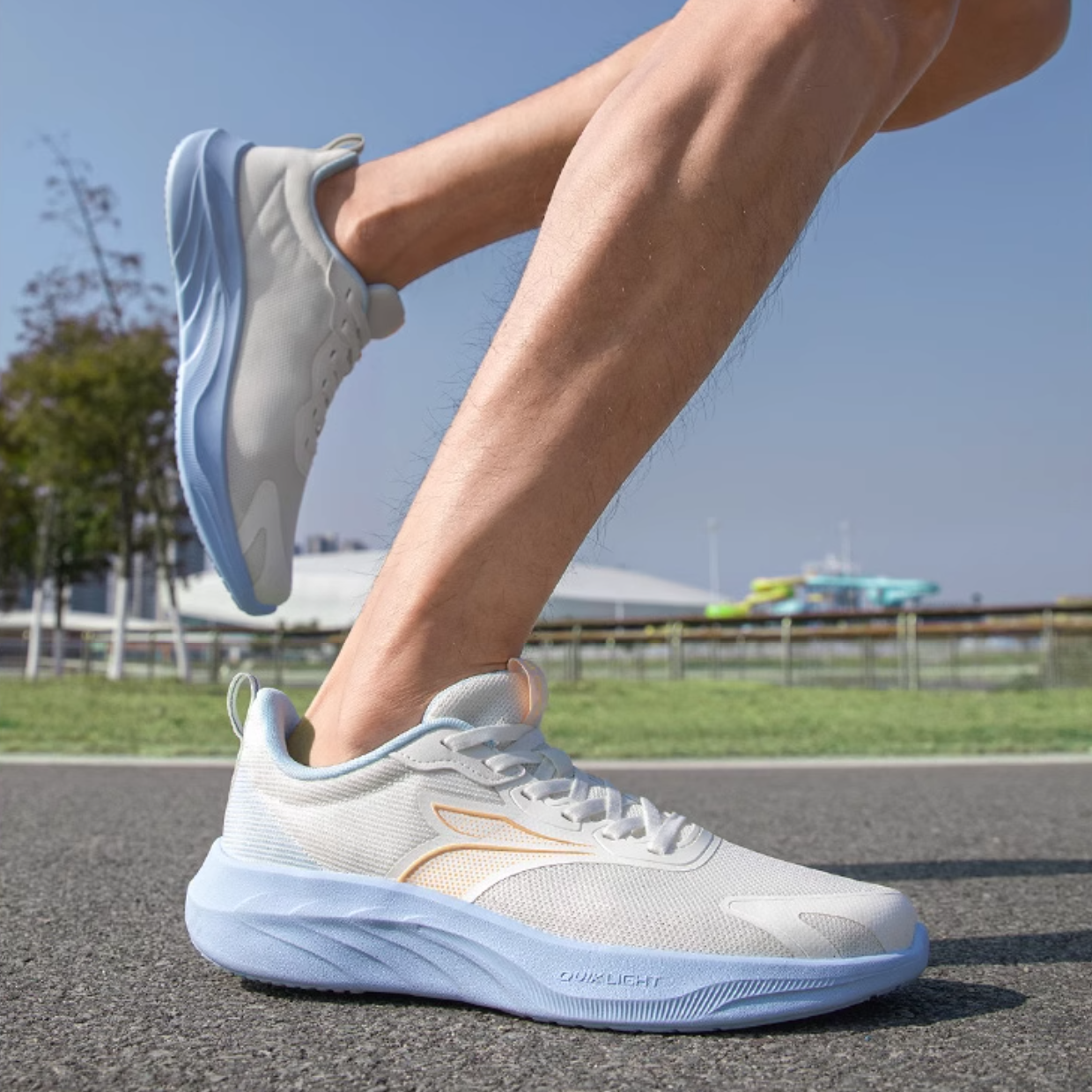 361° Slip Resistant, Abrasion Resistant, Lightweight Low top Casual Sprint Running Shoes Men’s White Blue Yellow