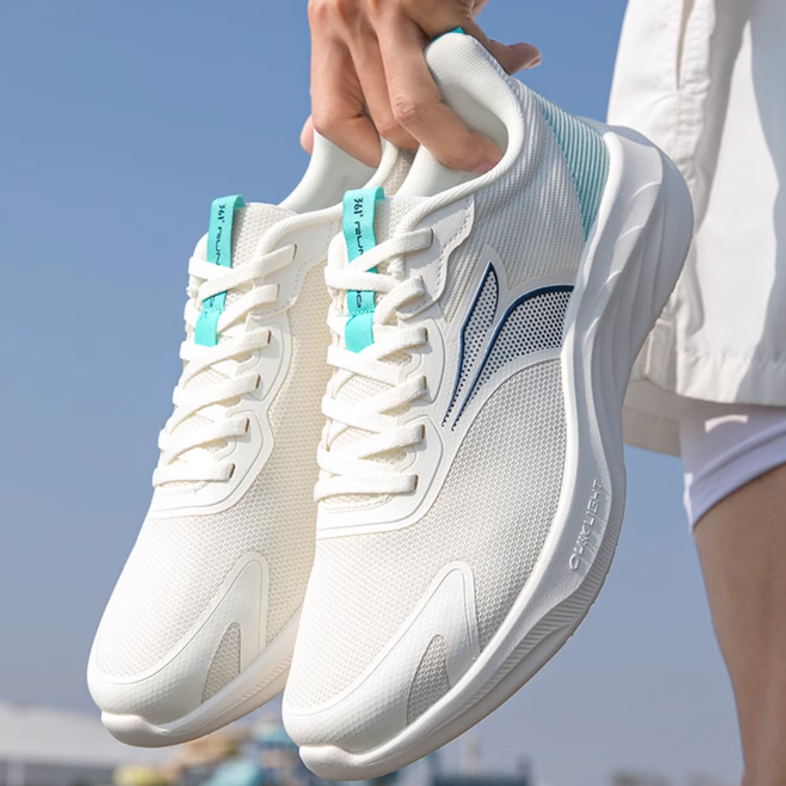 361° Slip Resistant, Abrasion Resistant, Lightweight Low top Casual Sprint Running Shoes Men’s White Blue