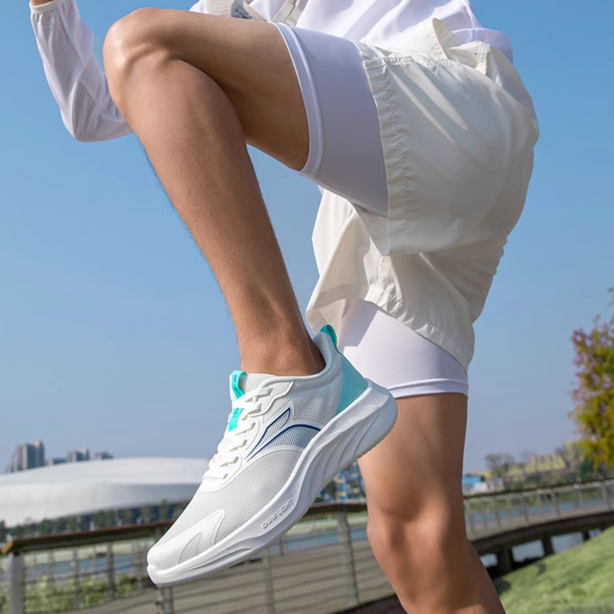 361° Slip Resistant, Abrasion Resistant, Lightweight Low top Casual Sprint Running Shoes Men’s White Blue