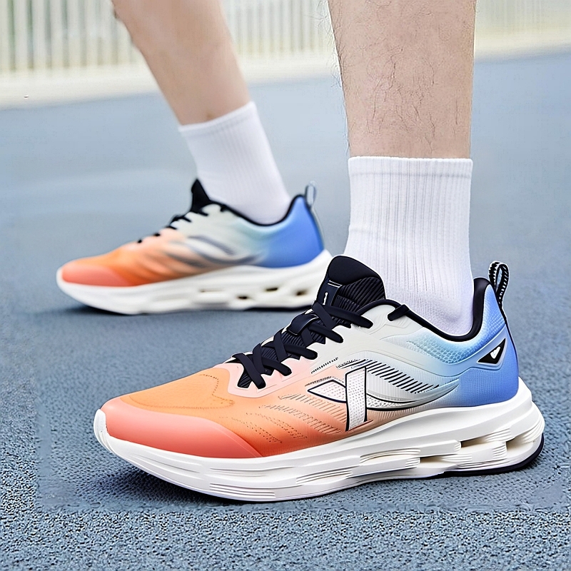 XTEP Breathable And Lightweight Low top Running Shoes Men’s Orange White Blue
