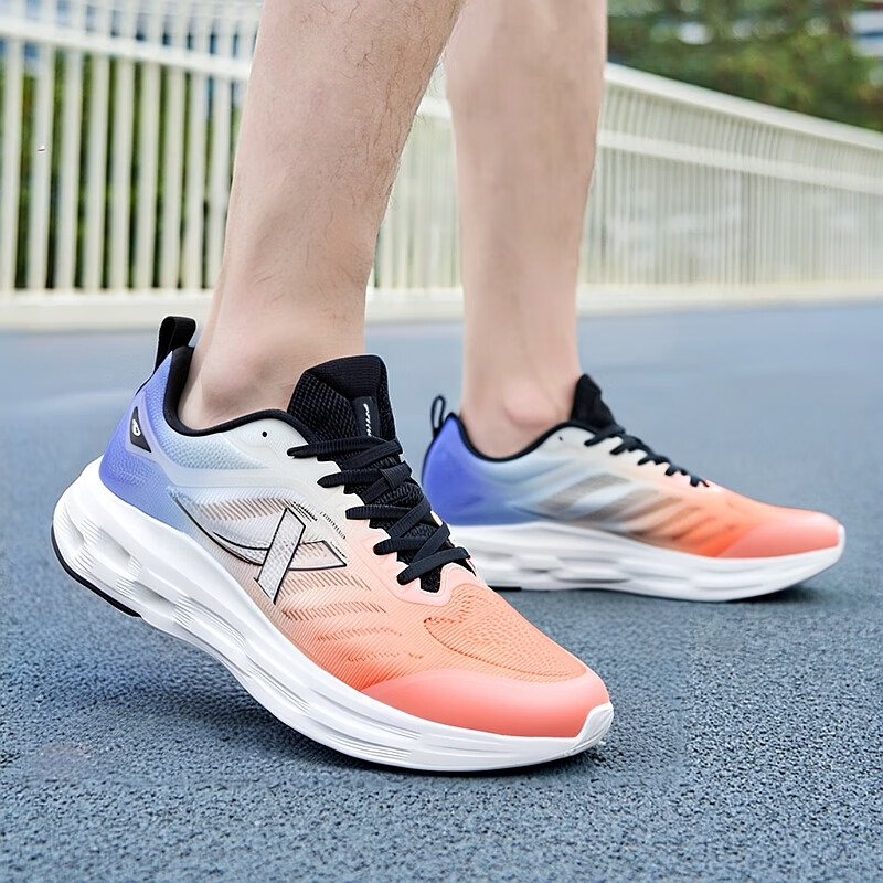 XTEP Breathable And Lightweight Low top Running Shoes Men’s Orange White Blue