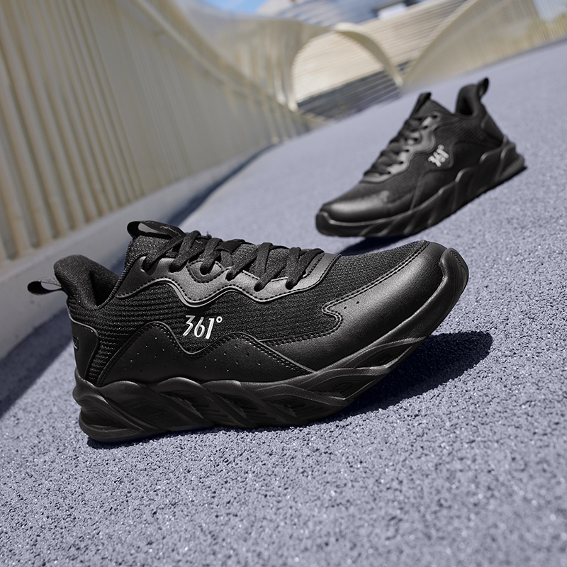 361° Cushioning Slip Resistant Low top Running Shoes Men’s Black White