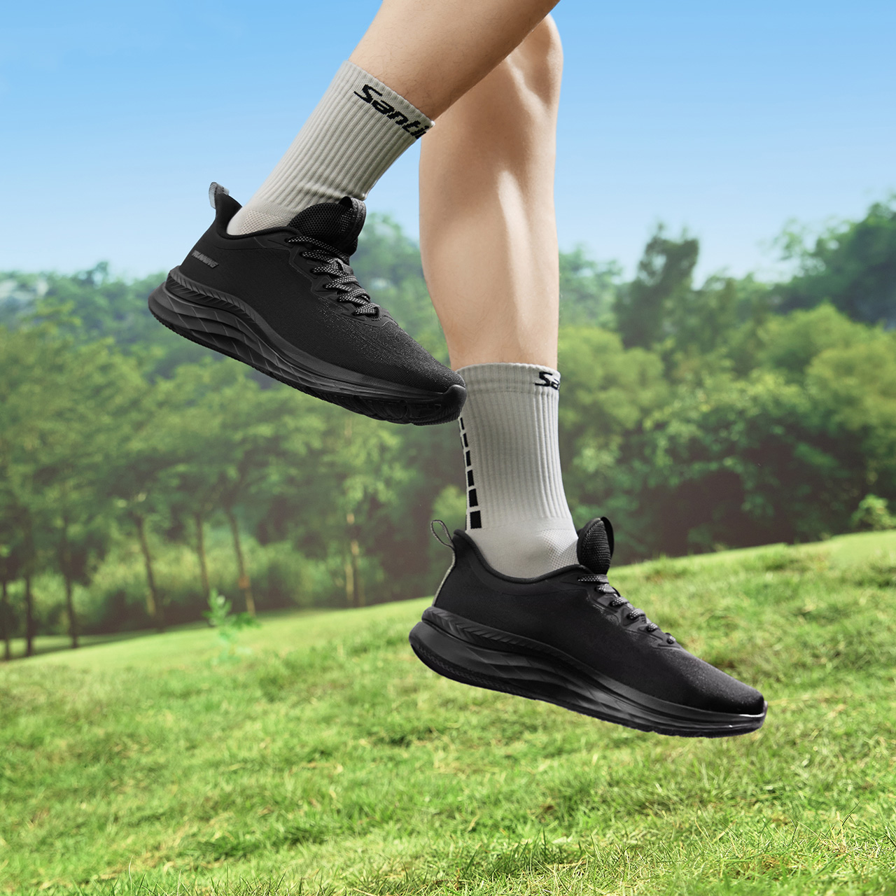 361° Qingsu Round Tip Cushioning Slip Resistant Cushioning Slip Resistant Low top Running Shoes Men’s Obsidian Black