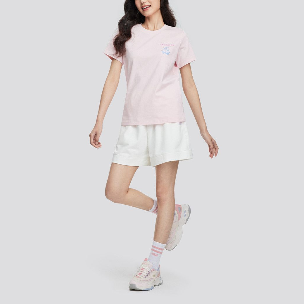 Женская футболка Skechers logo T (бледно-розовый) — фото 5