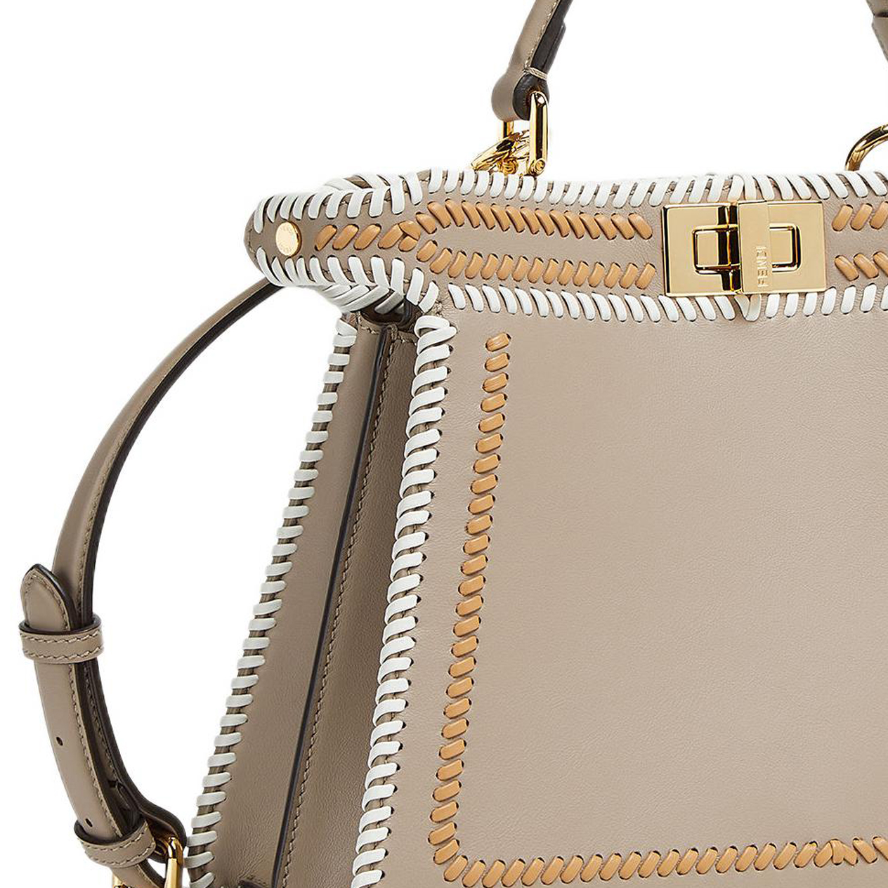 Женская сумка Fendi Peekaboo ISeeU (серо-голубая) — фото 5