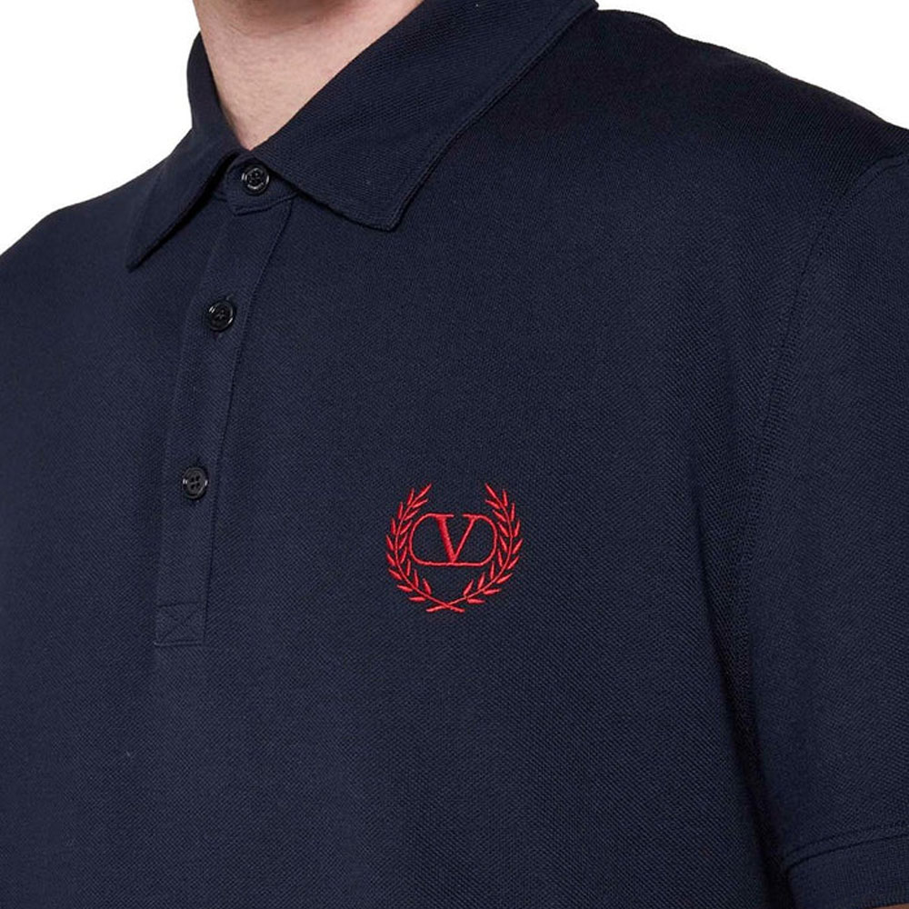 Мужская футболка поло Valentino SS23 LogoPolo (темно-синяя) — фото 6