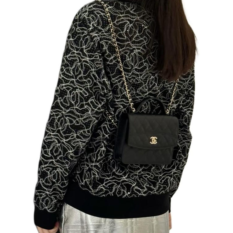 Женская футболка Chanel 25C Polo (черно-белая) — фото 3