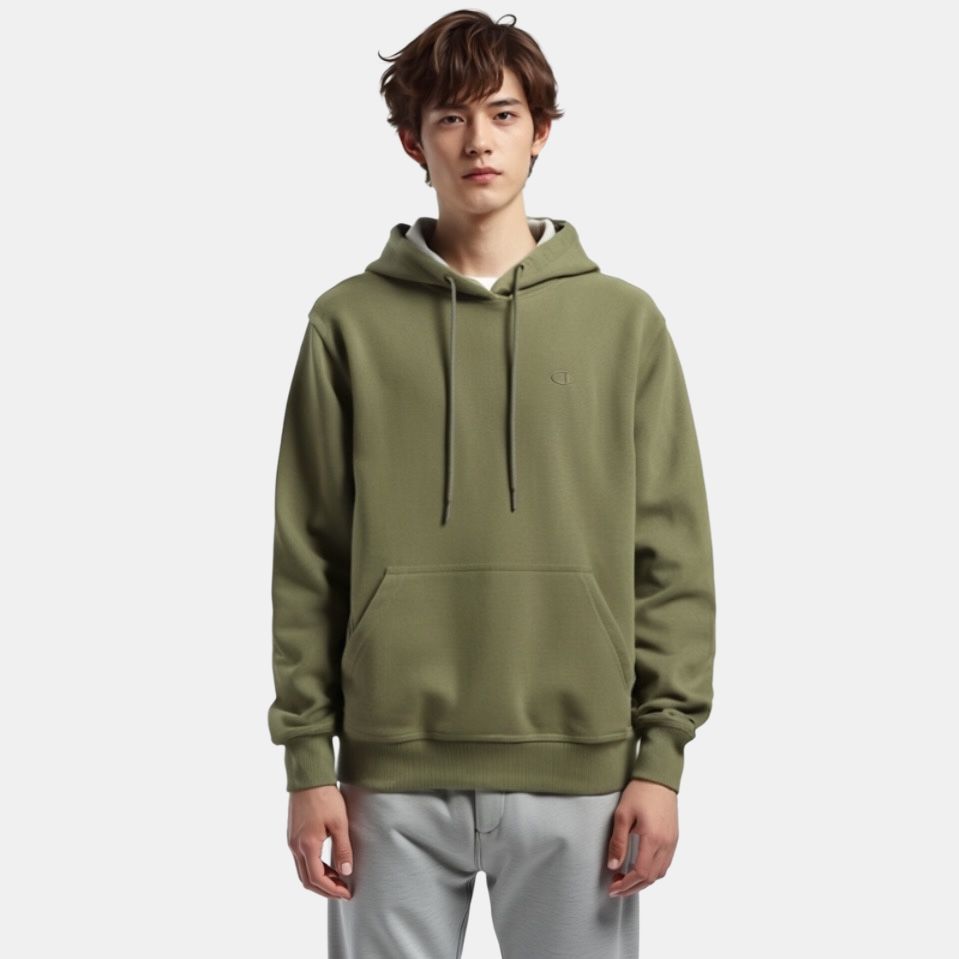 Champion Double Logo Embroidery Pullover Sweatshirt Loose Fit Elastic Cuff Fleece Lined Sweatpants