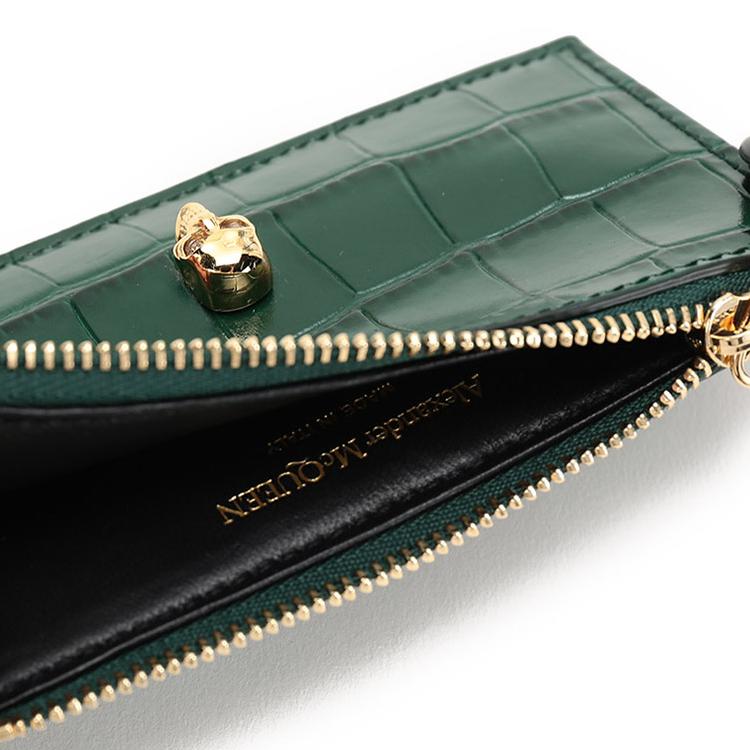 Женский кошелек Alexander McQueen Skull Cardholder (зеленый) — фото 7