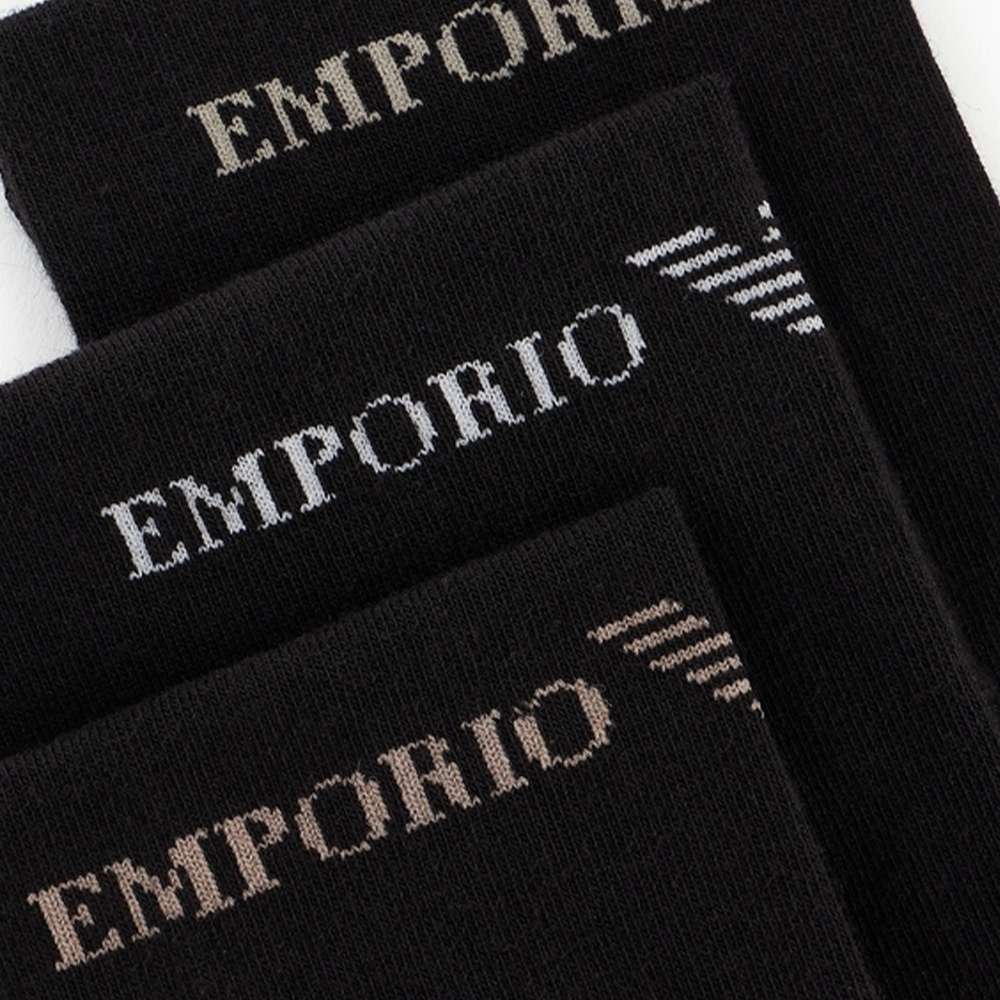 EMPORIO ARMANI SS25 Crew Socks Men’s 3 Pack Black