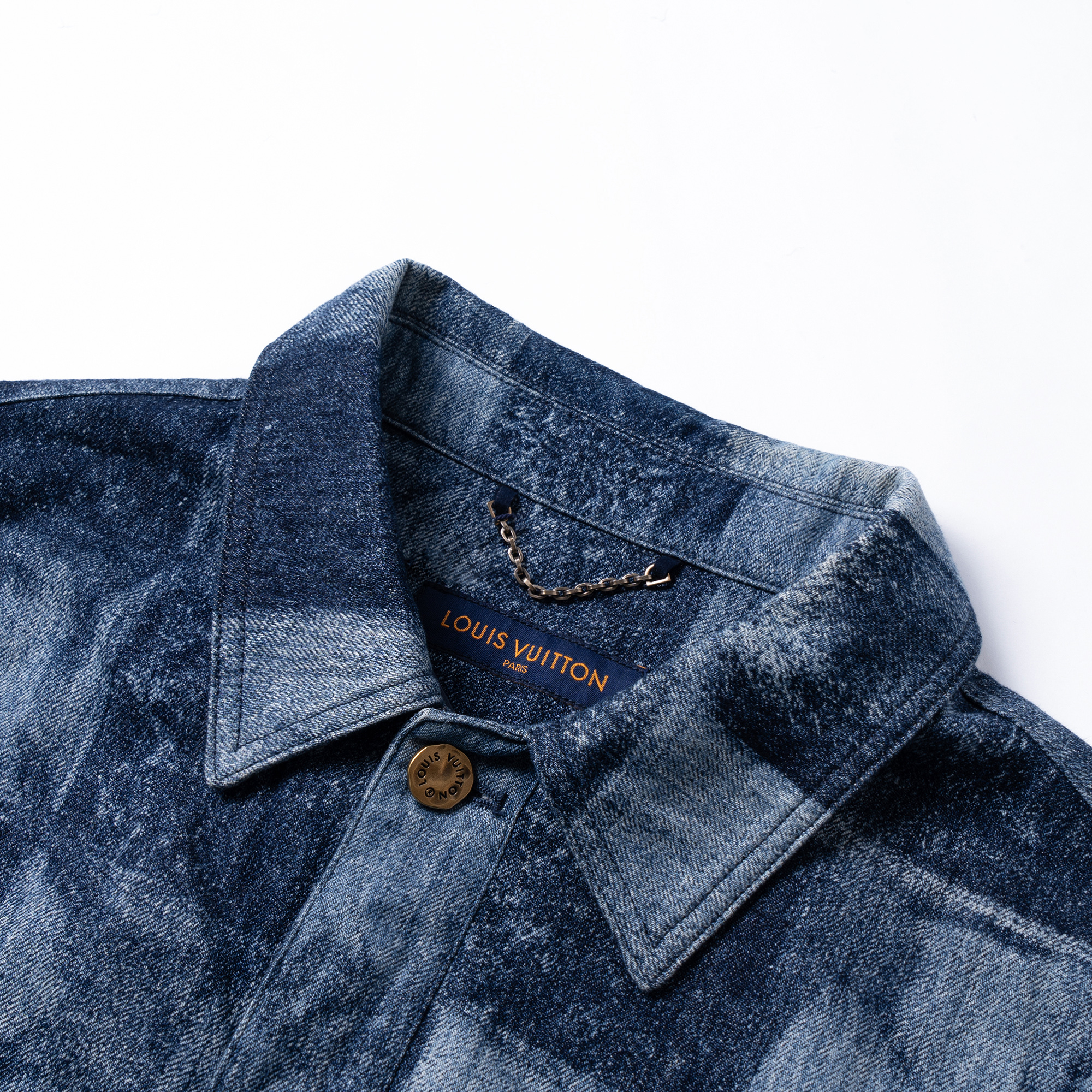 Мужская рубашка Louis Vuitton Denim Check (синяя) — фото 9