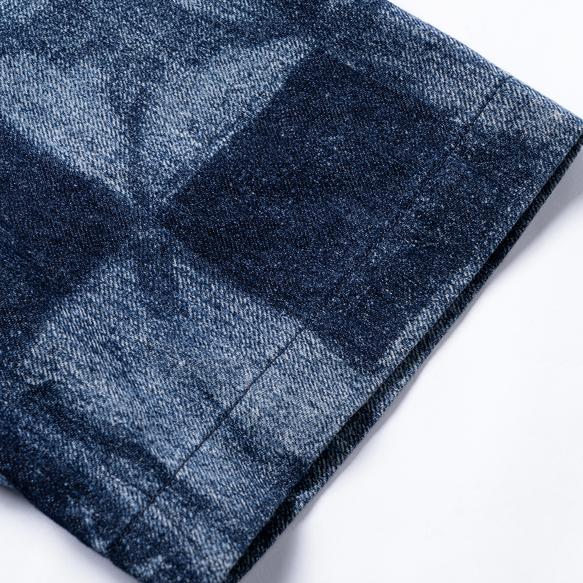 Мужская рубашка Louis Vuitton Denim Check (синяя) — фото 11