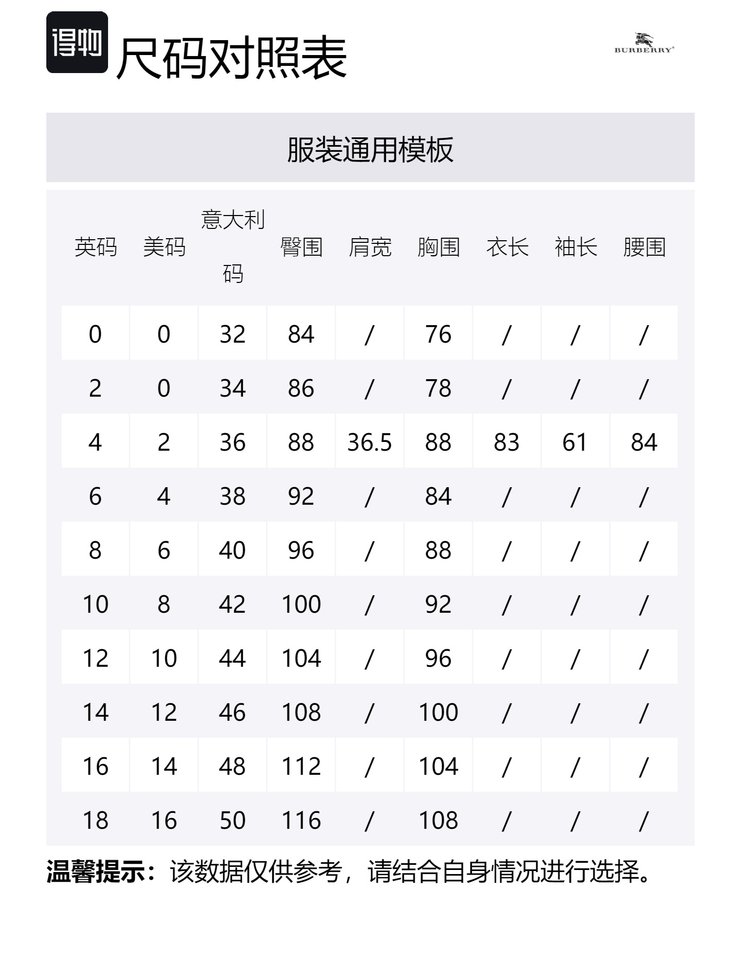 Size Table