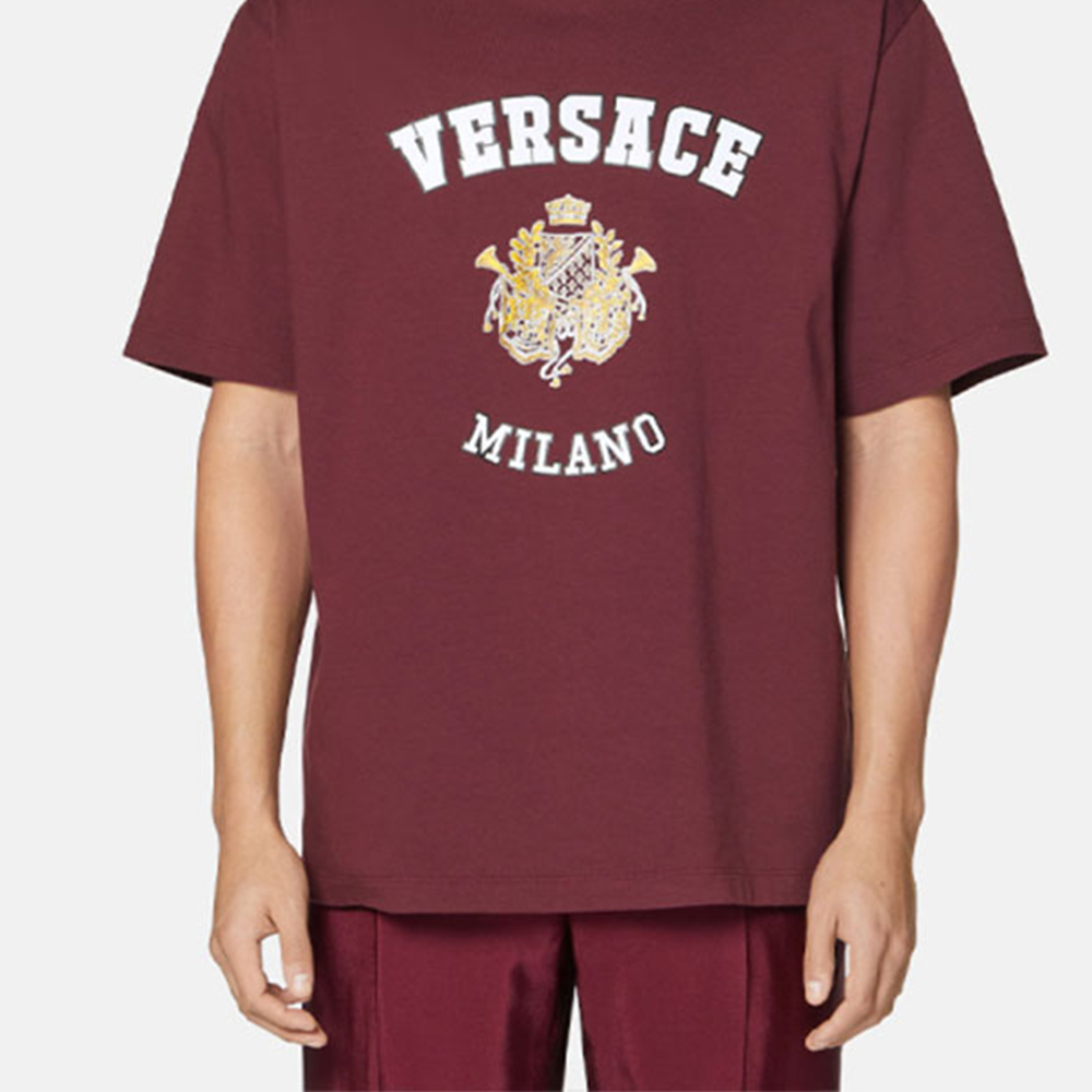 Мужская футболка Versace (бордовая) — фото 6