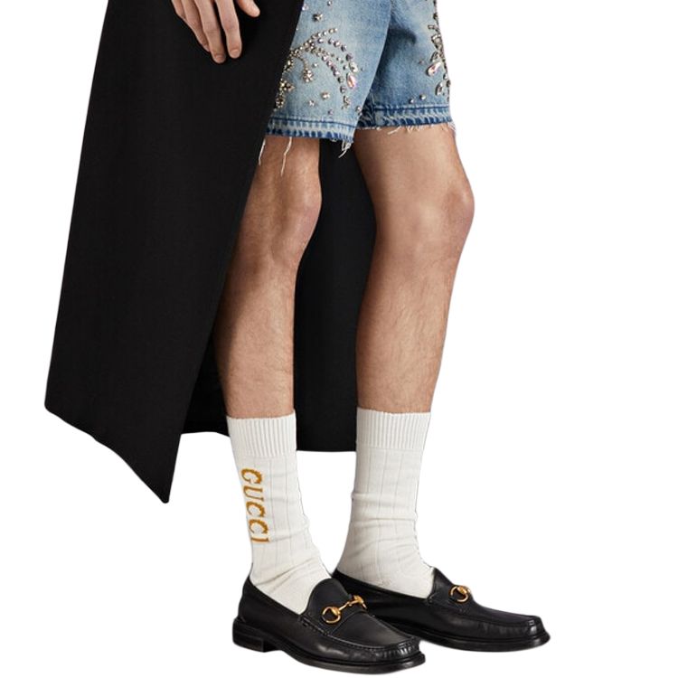 GUCCI Knee High Socks Men’s 1 Pack Ecru
