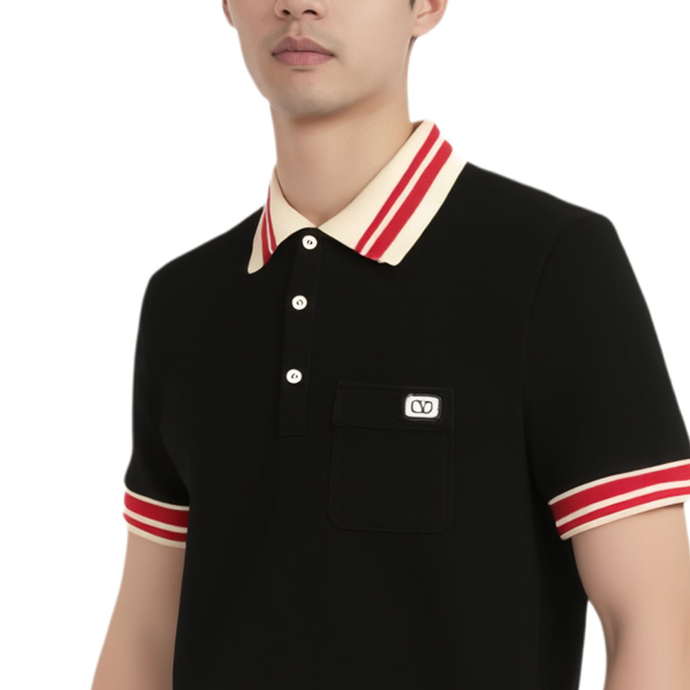 Мужская футболка Valentino Vlogo SS25 Polo (черная) — фото 4