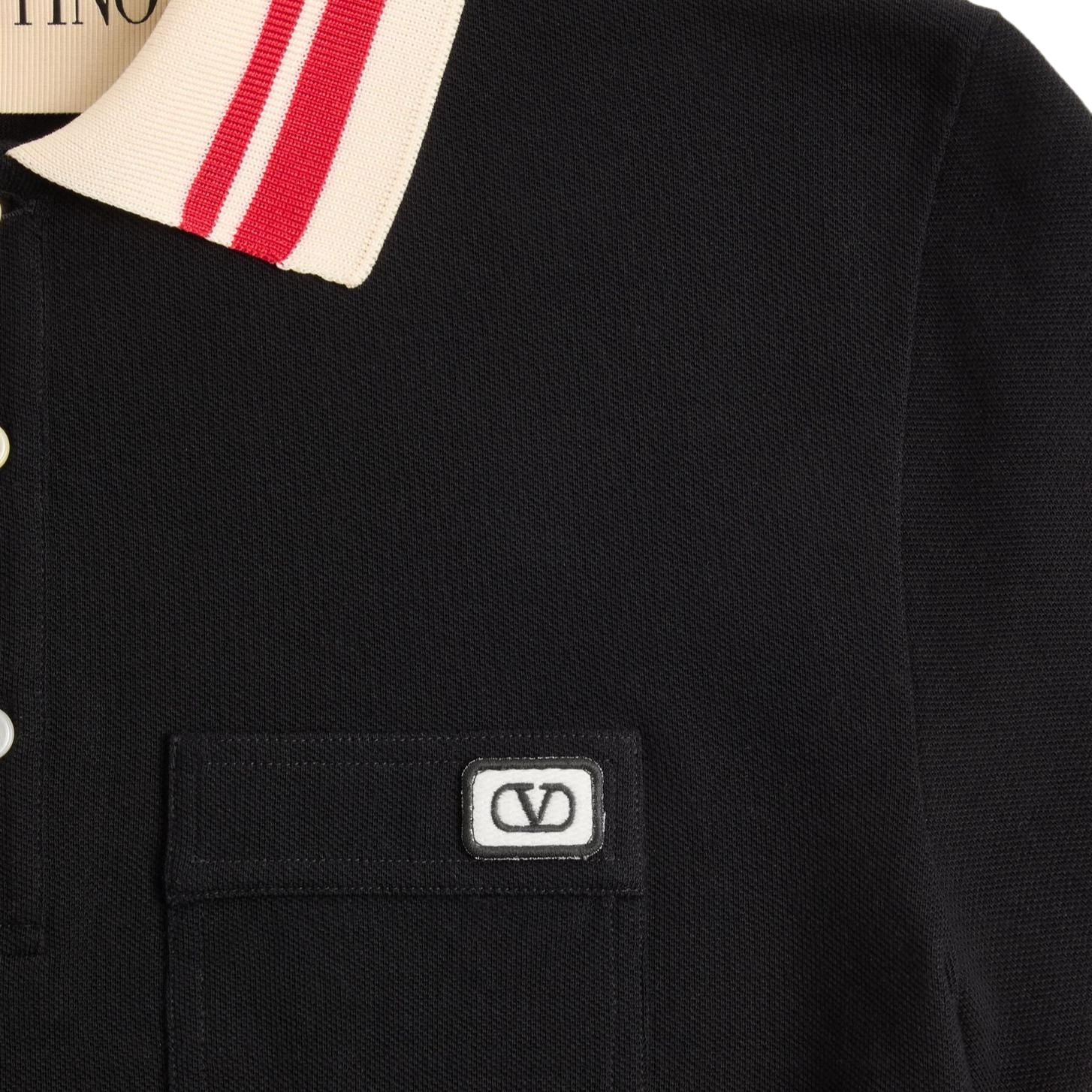 Мужская футболка Valentino Vlogo SS25 Polo (черная) — фото 5