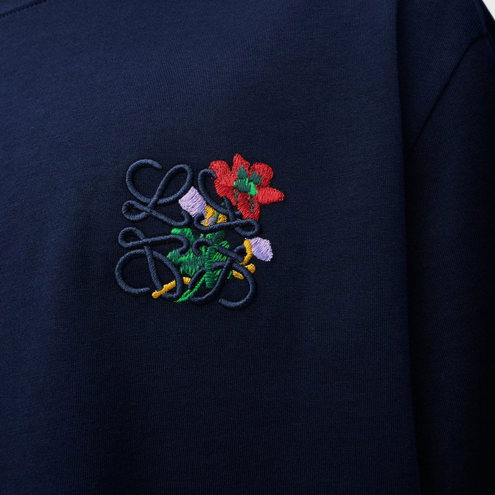 Мужская футболка LOEWE Floral Embroidery (молочная) — фото 5