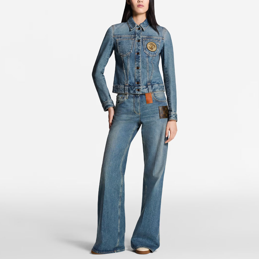 Женская джинсовая куртка Louis Vuitton FW25 GOLD MINE (синяя) — фото 6